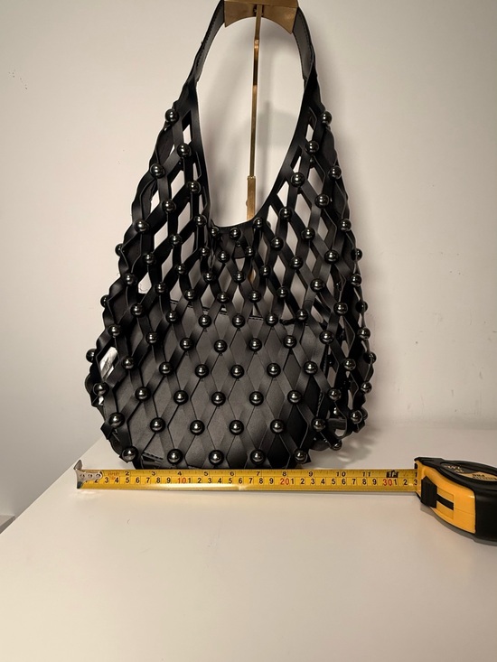 Zara Handbags - Zara Black Studded Mesh Hobo Bag